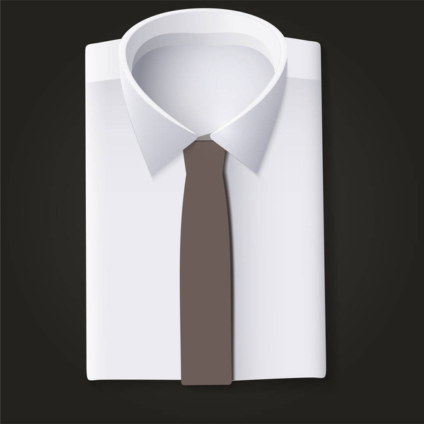 Διπλωμένο πουκάμισο με γραβάτα σε σκούρο φόντο - Διάνυσμα, εικόνα