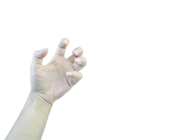 Woman is hand forceful five fingers with clipping path on white  - Photo, Image