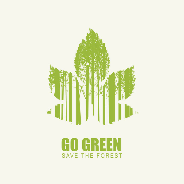 Yeşil eko poster konsepti gidin. Gezegeni kurtarın - Vektör, Görsel