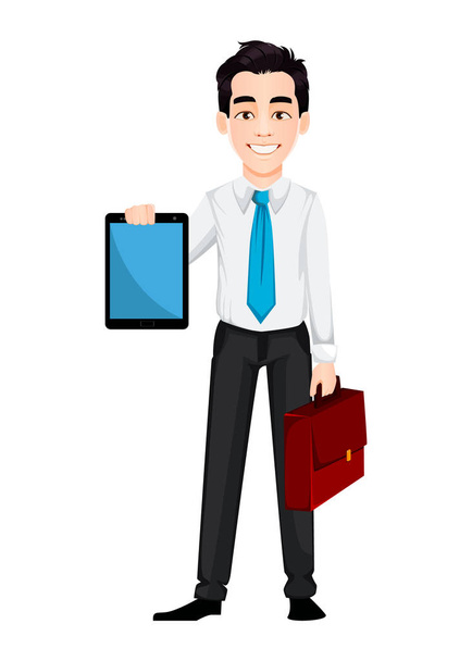 Knappe zakenman cartoon karakter - Vector, afbeelding