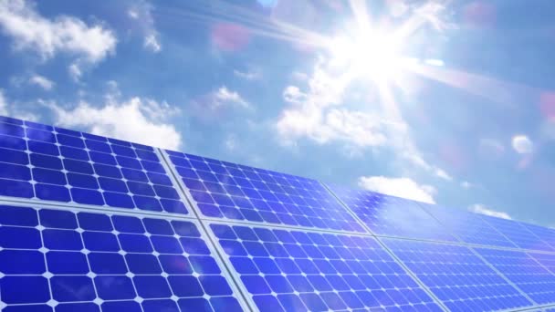 Φωτοβολταϊκά ηλιακά πάνελ βιώσιμη οικολογική ενέργεια - Πλάνα, βίντεο