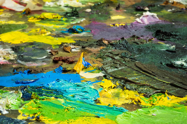 Pintores paleta de cores, acrílico e pintura a óleo multicolor
 - Foto, Imagem