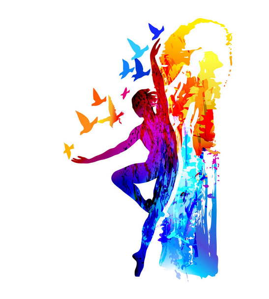 Ballet dancer, aerobics, gymnastics . Colorful vector illustration  - Vector, Image