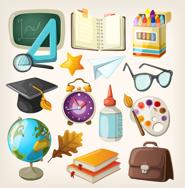 Set of school items. Back to school - Vector, Image