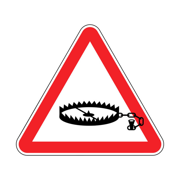 Attention piège à ours. Panneau rouge d'avertissement. Attention mantr animal
 - Vecteur, image