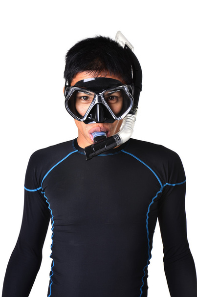 şnorkel, palet izole olan adam - Fotoğraf, Görsel