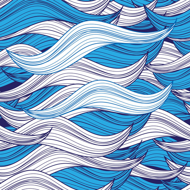 Vector seamless marine pattern of different waves - Vecteur, image