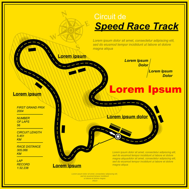 5つの黄色のレースサーキットの背景 - ベクター画像