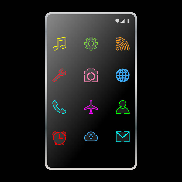 Szúró telefon ikon készlet egyedülálló tervez vektor - Vektor, kép