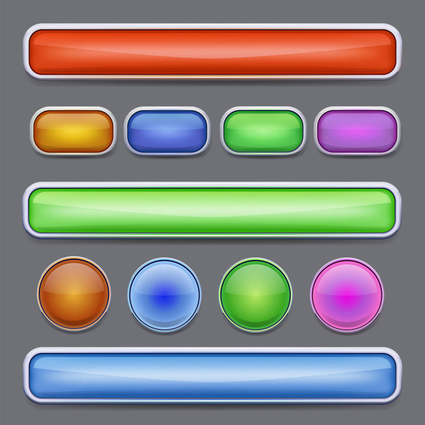 ベクトルボタンのセット。色付きのボタンが分離されています。ベクトル - ベクター画像