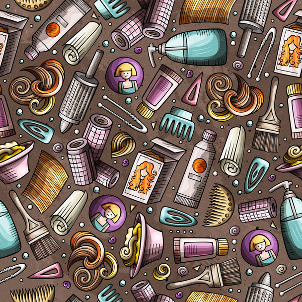 Карикатурный рисунок Hair salon less seamless узор
 - Вектор,изображение