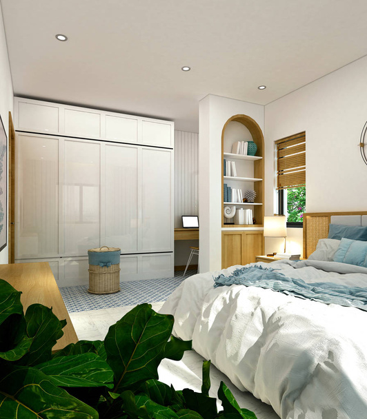 3D καθιστούν σύγχρονο δωμάτιο ξενοδοχείου - Φωτογραφία, εικόνα