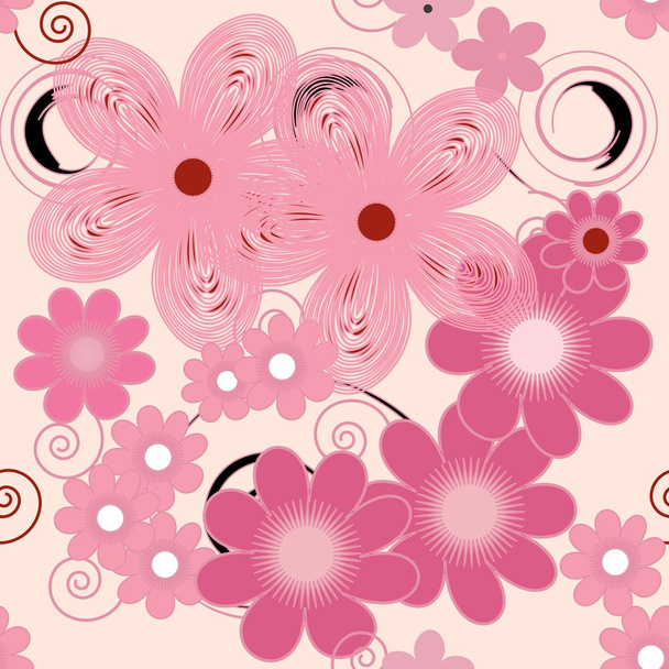 Seamless abstract floral pattern - Vektör, Görsel