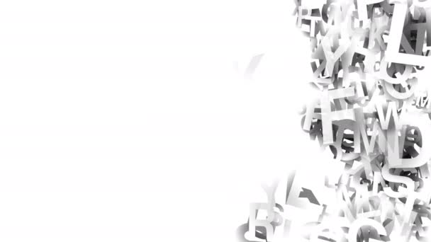 Yalıtılmış beyaz bir arka plan üzerinde rasgele hareket eden harflerin bir koleksiyonu - Video, Çekim