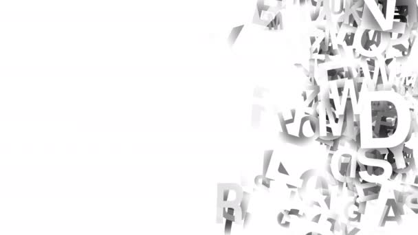 Una raccolta di lettere che si muovono lentamente in modo casuale su uno sfondo bianco isolato
 - Filmati, video