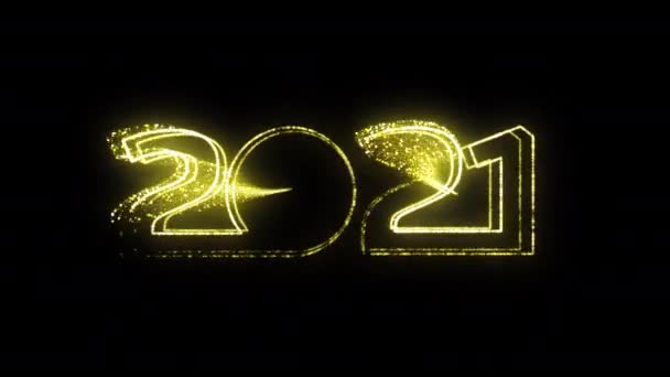 Szczęśliwego nowego roku 2021 złoty znak - Materiał filmowy, wideo