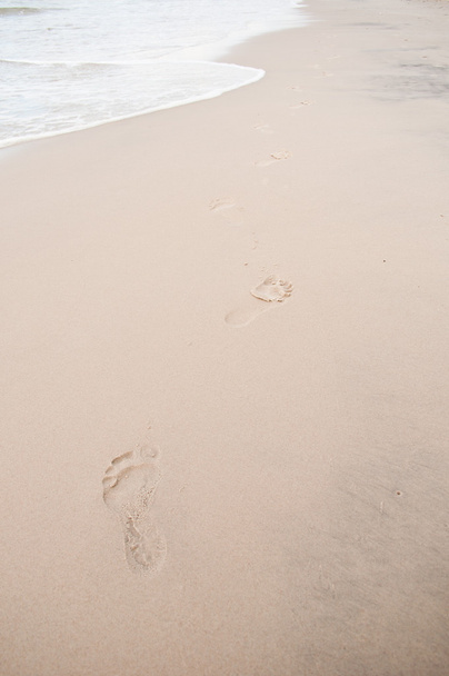 Footprints in wet sand of beach - Foto, Imagem
