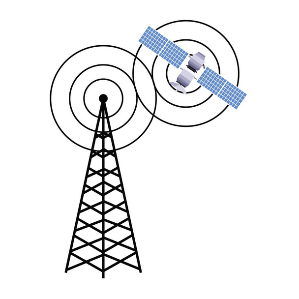 Internet sem fio banda desenhada conexão de rádio
 - Vetor, Imagem