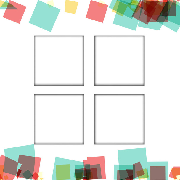 Colorful photo frames, vector illustrations. square borders with various colors and transparent patterns that are isolated on a white background - Vector, Image