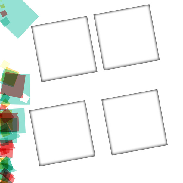 Marcos de fotos de colores, ilustraciones vectoriales. bordes cuadrados con varios colores y patrones transparentes que se aíslan sobre un fondo blanco
 - Vector, imagen