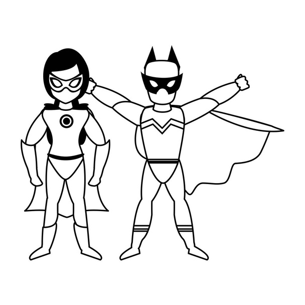 Superhelden-Comic Retro-Cartoon in Schwarz-Weiß - Vektor, Bild