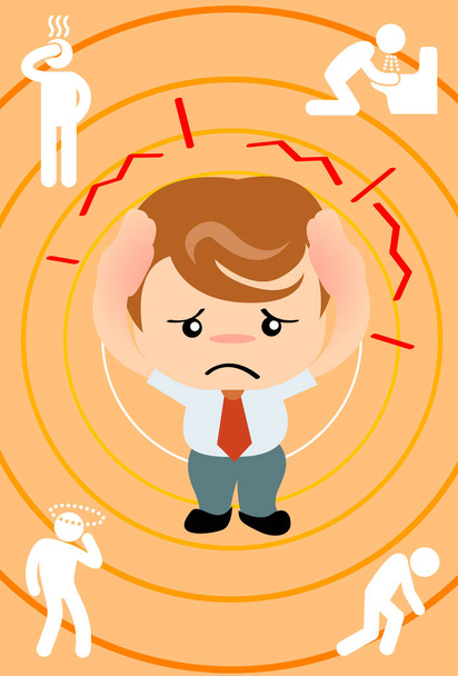 Geschäftsmann mit Kopfschmerzen - Vektor, Bild