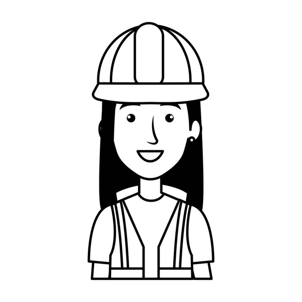 κατασκευαστής γυναικών οικοδόμος με χαρακτήρα κράνος - Διάνυσμα, εικόνα