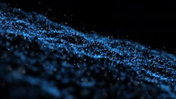 Abstracte blauwe glinsterende deeltje zwaaiende beweging achtergrond - Video
