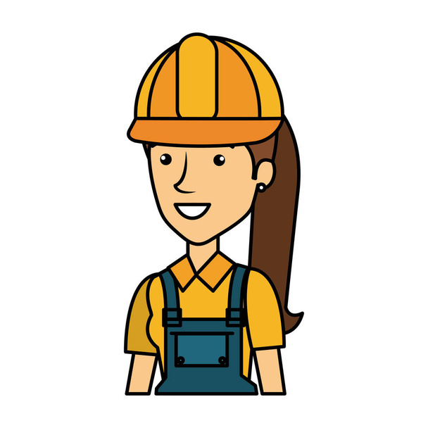 female builder constructor with helmet character - Vector, Image
