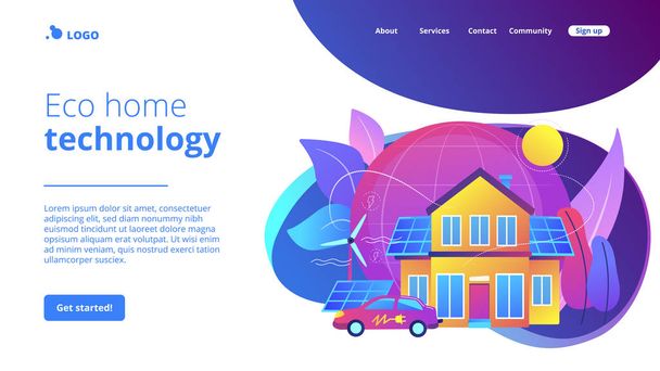 Eco house concept landing page. - Vector, Image