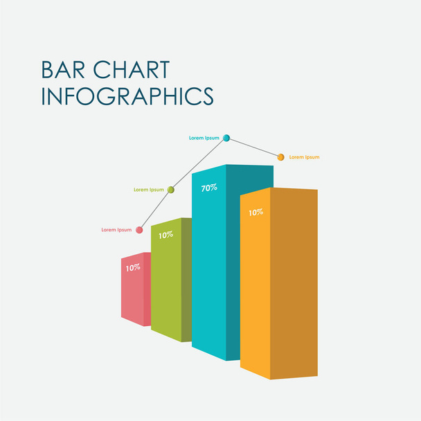 Bar Chart Infographics Elements 3D Vector Flat Design, Sign, Icon Full Color, Template - Vector, Image
