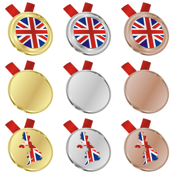 Great britain vector flag in medal shape - Вектор,изображение