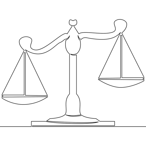 Bir çizgi çizim mahkeme kavramı ölçekler - Vektör, Görsel