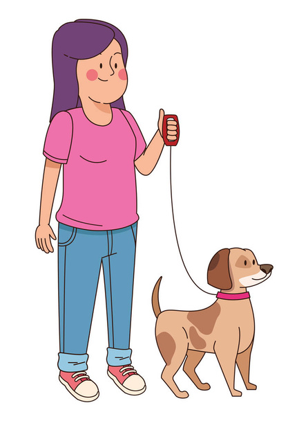 Teini hymyilevä ja kävelevä koira sarjakuva
 - Vektori, kuva