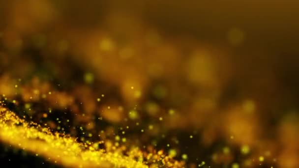 Abstracto oro brillante partícula ondeando movimiento fondo brillante ondeando oro partículas fondo
 - Metraje, vídeo