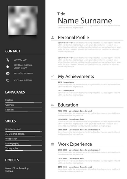 Professionele persoonlijke CV CV in grijs wit ontwerp - Vector, afbeelding