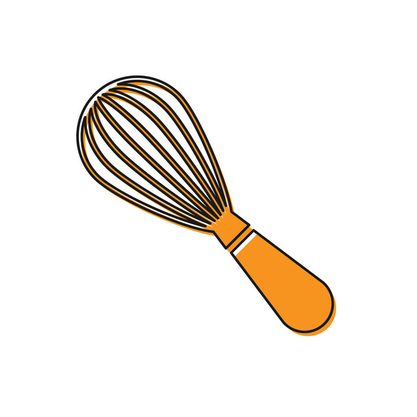 Icono de batidor de cocina naranja aislado sobre fondo blanco. Utensil de cocina, batidor de huevos. Signo de cubertería. Comida mezcla símbolo. Ilustración vectorial
 - Vector, Imagen