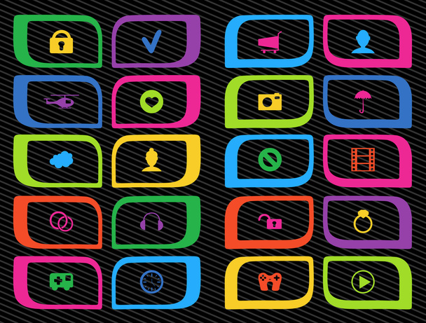 Set of colored and colorful icons - Vektör, Görsel