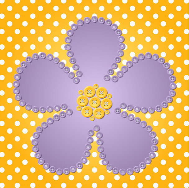 Cut flower with buttons on the background of peas - Vecteur, image