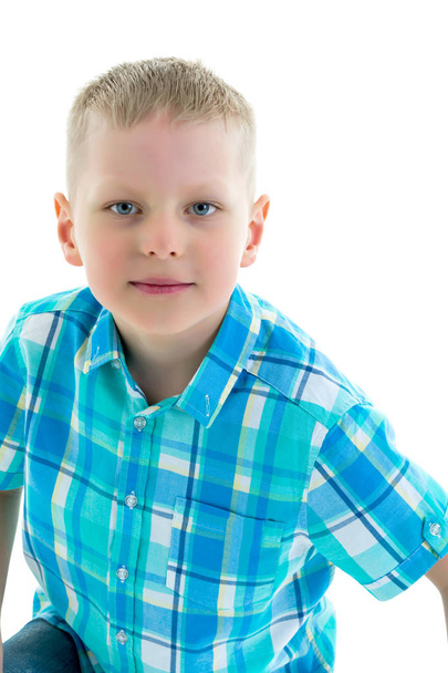 Portrait of little boy close-up, isolated. - Φωτογραφία, εικόνα