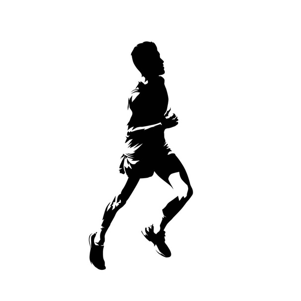 Running teenager, active people vector silhouette. Comic ink dra - Vector, Image