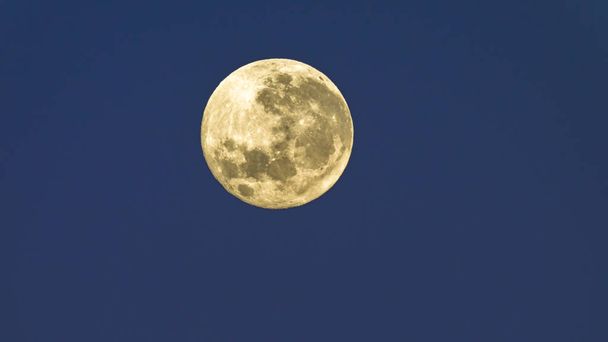 満月の青い空 - 写真・画像