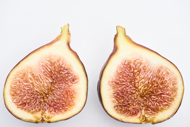 ripe delicious fig halves on white background - Photo, Image