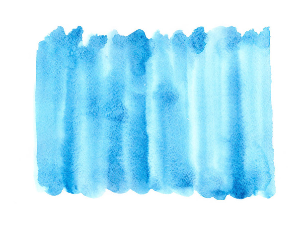 青い水彩画の背景。紙テックスに抽象的なアートハンドペイント - 写真・画像