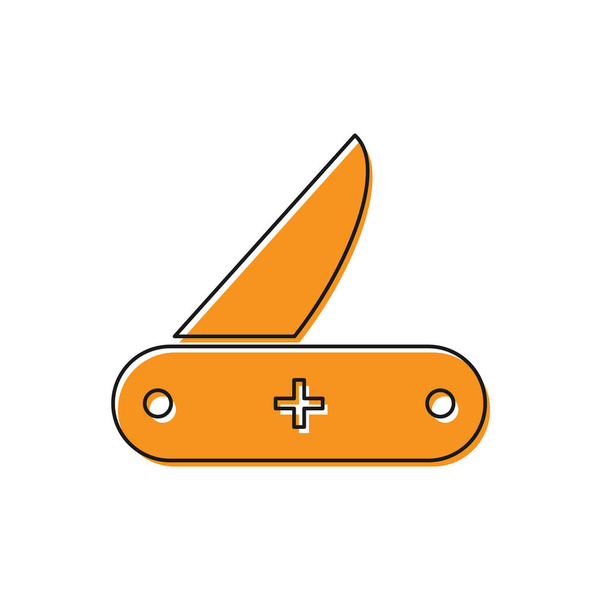 Oranžový švýcarský nůž ikona izolované na bílém pozadí. Multifunkční, víceúčelový nůž. Multifunkční nástroj. Vektorová ilustrace - Vektor, obrázek