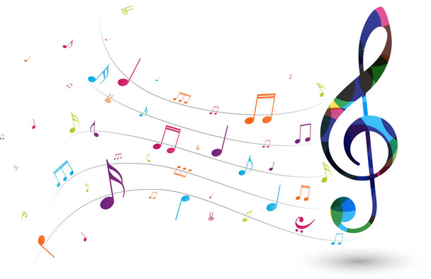 Vector Illustration of Colorful music notes background, abstract sign and symbol - Vektor, obrázek