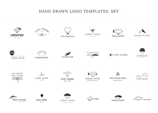 Set of hand drawn vector logo templates. Sky sports. - Vector, Image