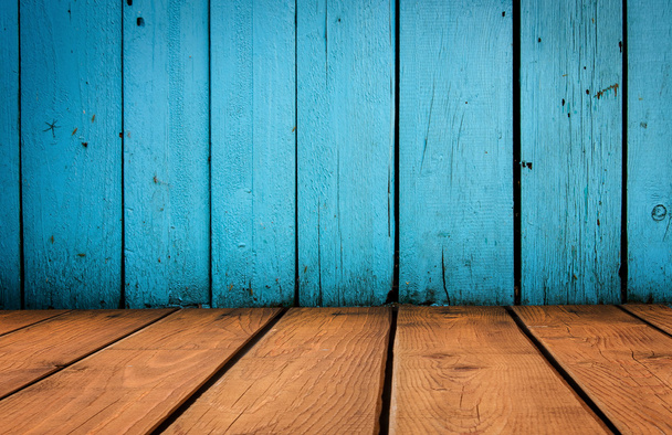 staré grunge interiéru, blue dřevěné pozadí - Fotografie, Obrázek