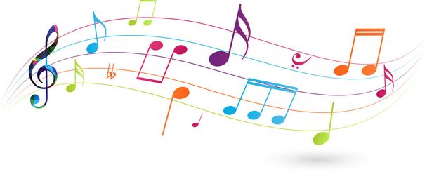 Ilustración vectorial de fondo de notas musicales coloridas, signo abstracto y símbolo
 - Vector, imagen