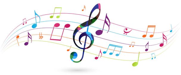 Vector Illustration of Colorful music notes background, abstract sign and symbol - Vettoriali, immagini